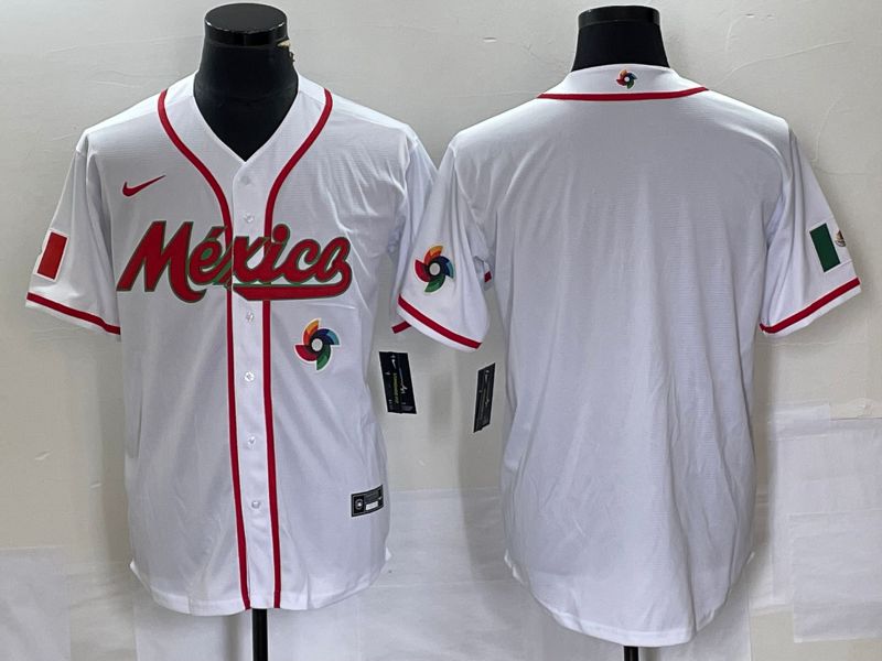 Men 2023 World Cub Mexico Blank White Nike MLB Jersey15->more jerseys->MLB Jersey
